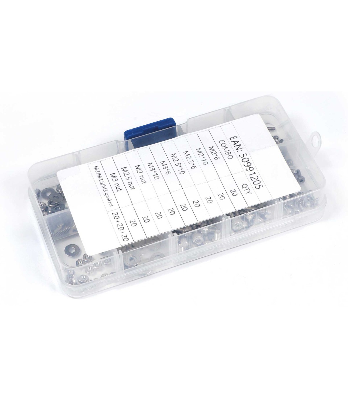 Boîte de vis tête cylindrique Six pans creux, écrous, rondelles 240pcs M2-M3 acier inoxydable