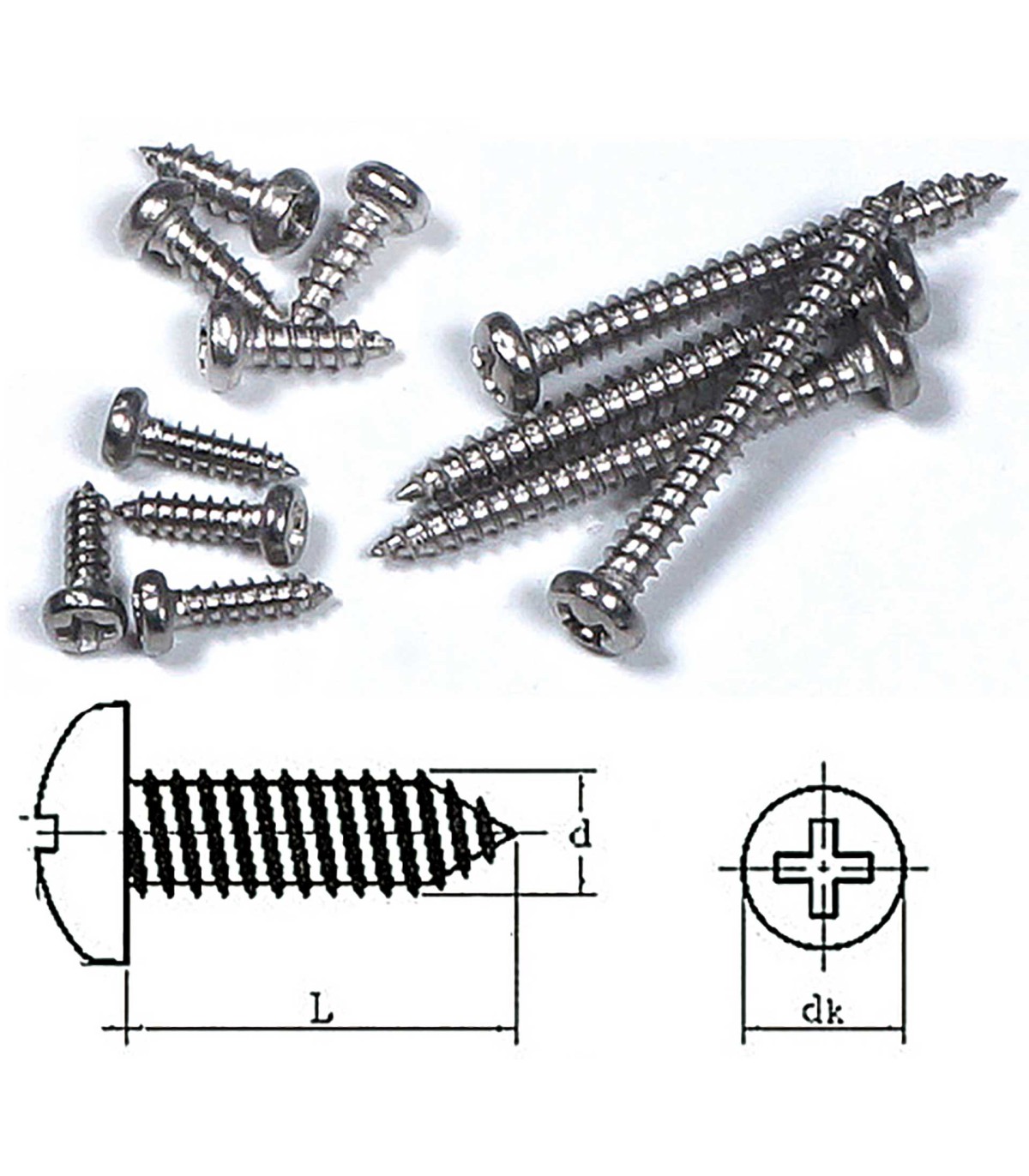 Vis en tôle cruciformes 2,0x10mm 30pcs. acier inoxydable