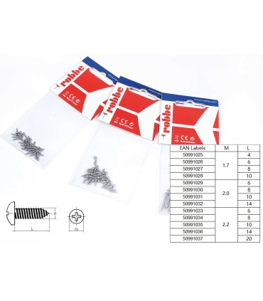 Vis en tôle cruciformes 2,0x10mm 30pcs. acier inoxydable