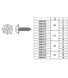 Vis en tôle avec collerette cruciforme 2,6x10mm 30pcs Acier inoxydable