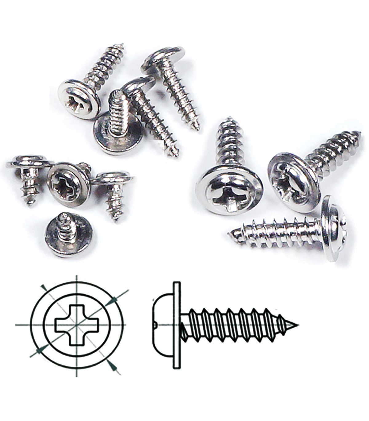 Vis en tôle avec collerette cruciforme 2,6x10mm 30pcs Acier inoxydable