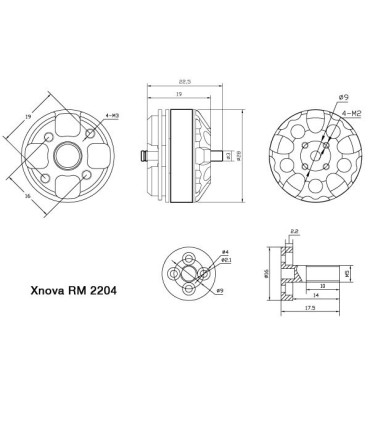 Xnova 2204-2300KV combo 4 moteurs