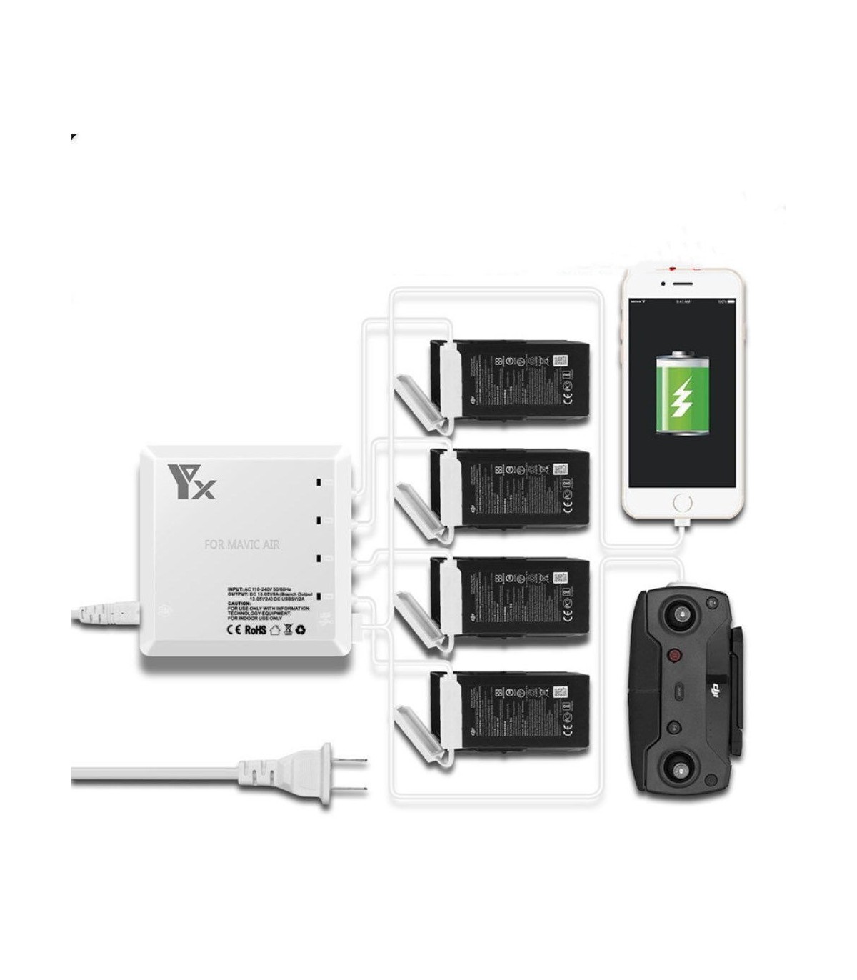 Chargeur multiple 8A pour Mavic Air DJI