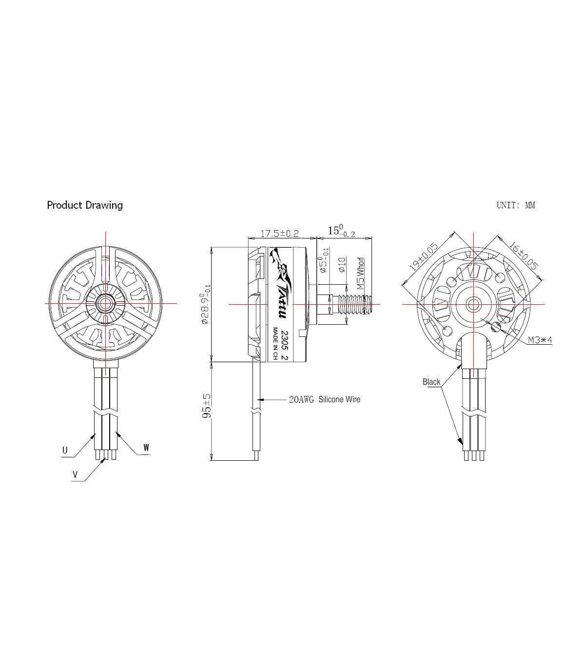 Engine Tattu 2305 2450KV combo 4 engines