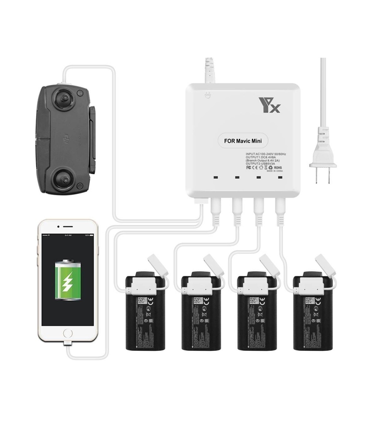 Cargador De Múltiples Mavic Mini Yx