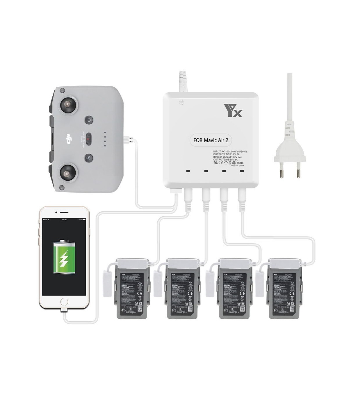 Chargeur multiple pour Mavic air 2