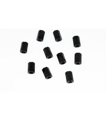 Espaciador de nylon negro hembra / hembra M3x10 (por 10)