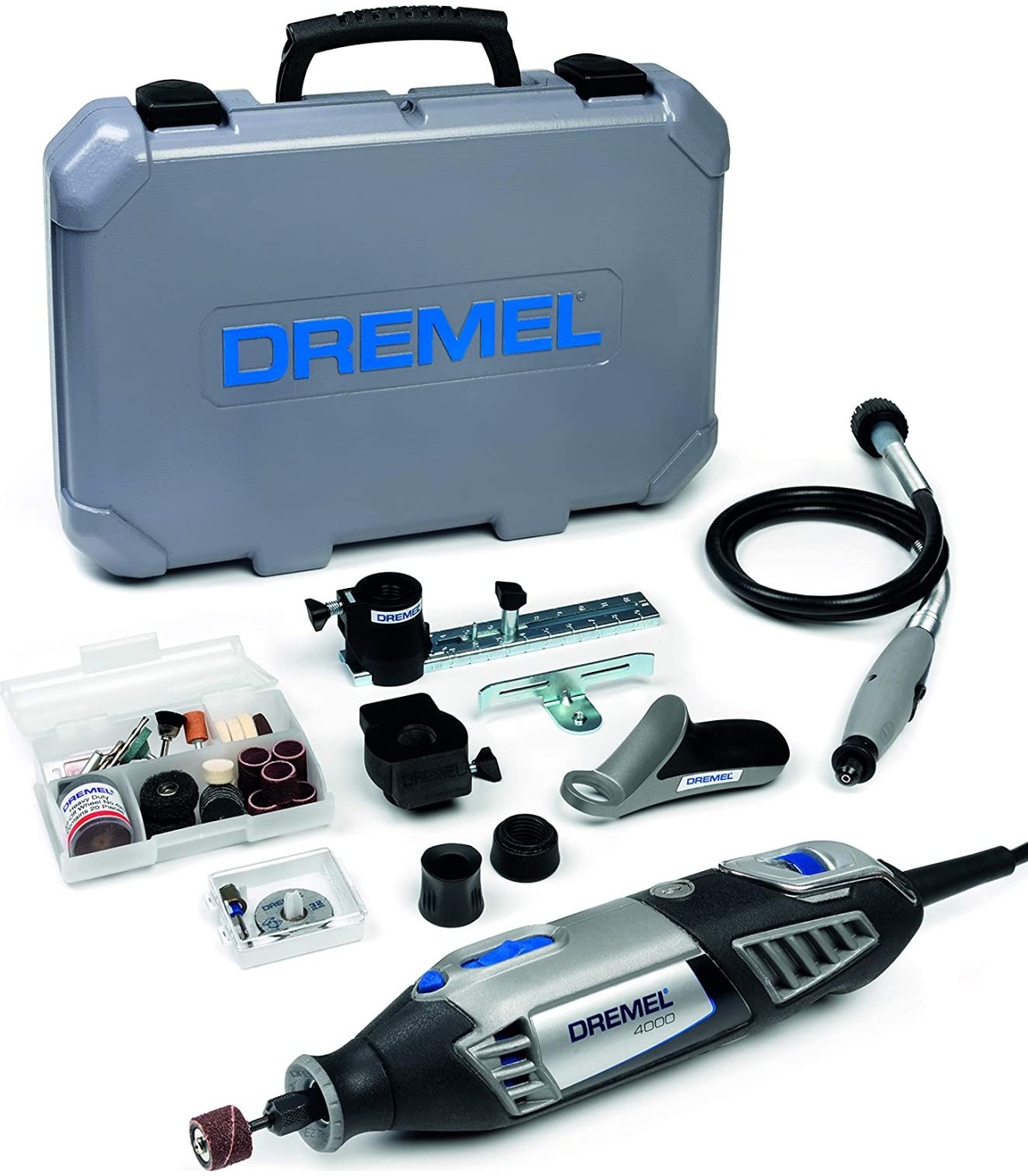 Herramienta Rotativa Multifunción Dremel 4000 175W (Viene con 4 Adaptadores 65 Accesorios, Velocidad 5000-35000 rpm)