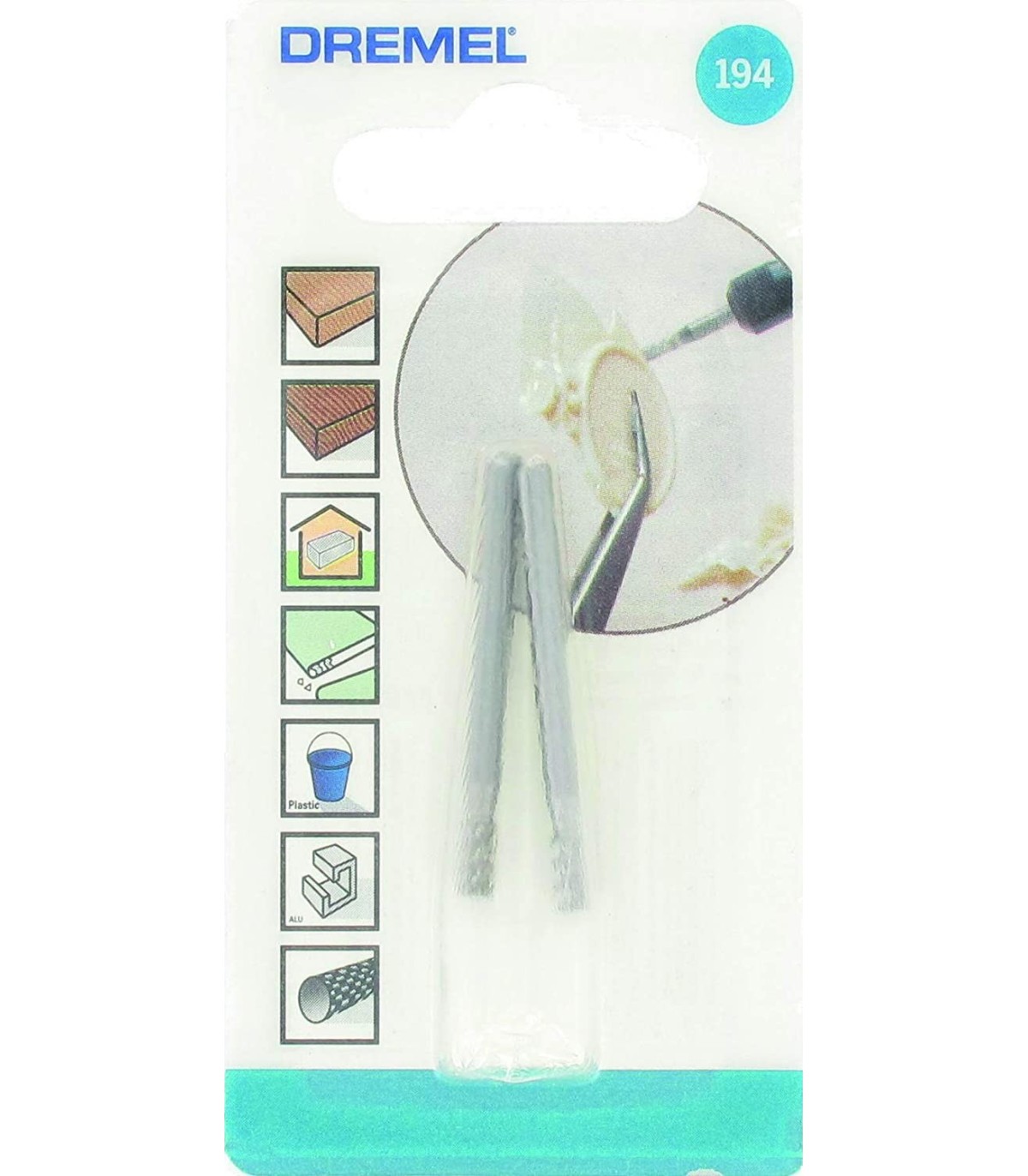 Dremel 194 Set di 2 Frese in acciaio, Estremità cilindrica, Ø 3,2 mm per intaglio e incisione con utensili multiuso
