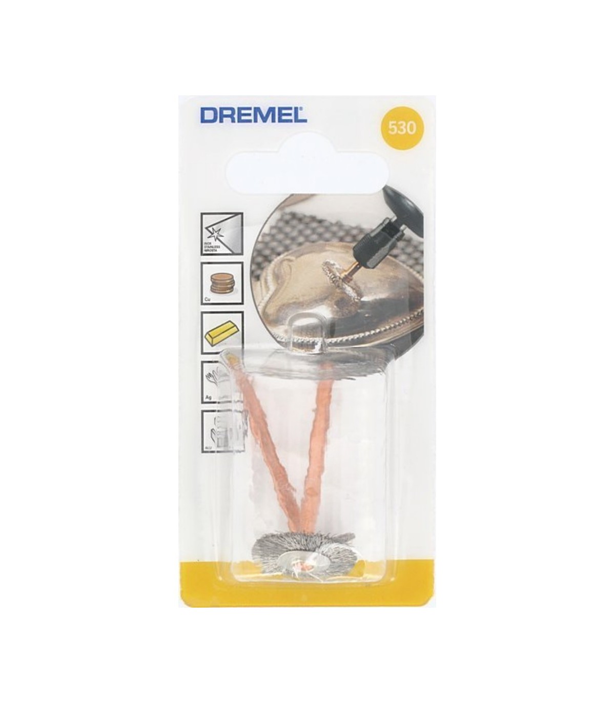DREMEL 530 Set van 2 roestvrijstalen borstels Kroon D. 19mm
