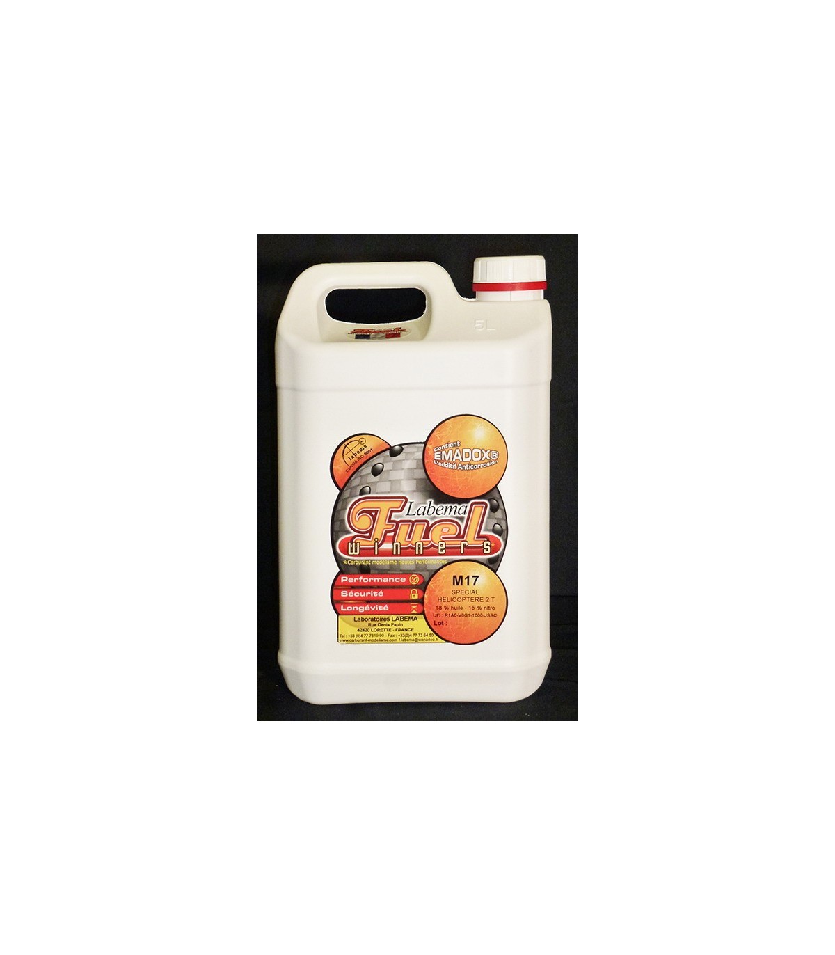 Combustible especial para helicóptero M17 100% sintético 15% nitro 5L Labema