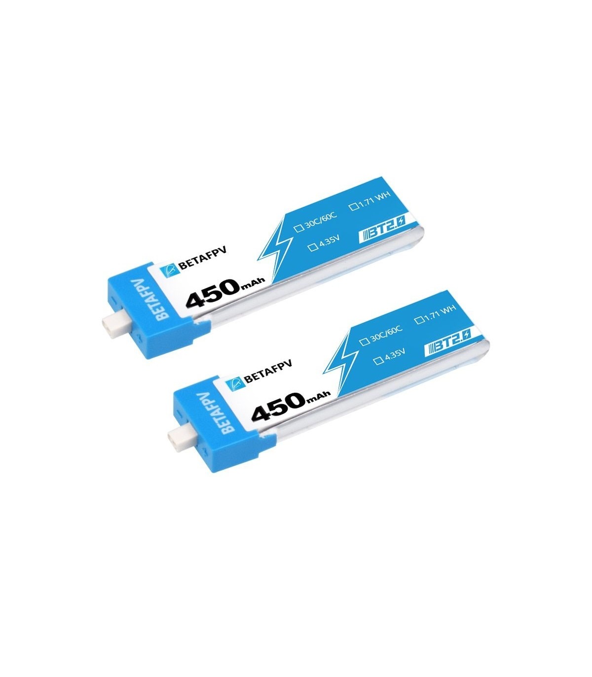 LiHV 1S 450mAh 30C BT2.0 Beta FPV Batteries (by 4)