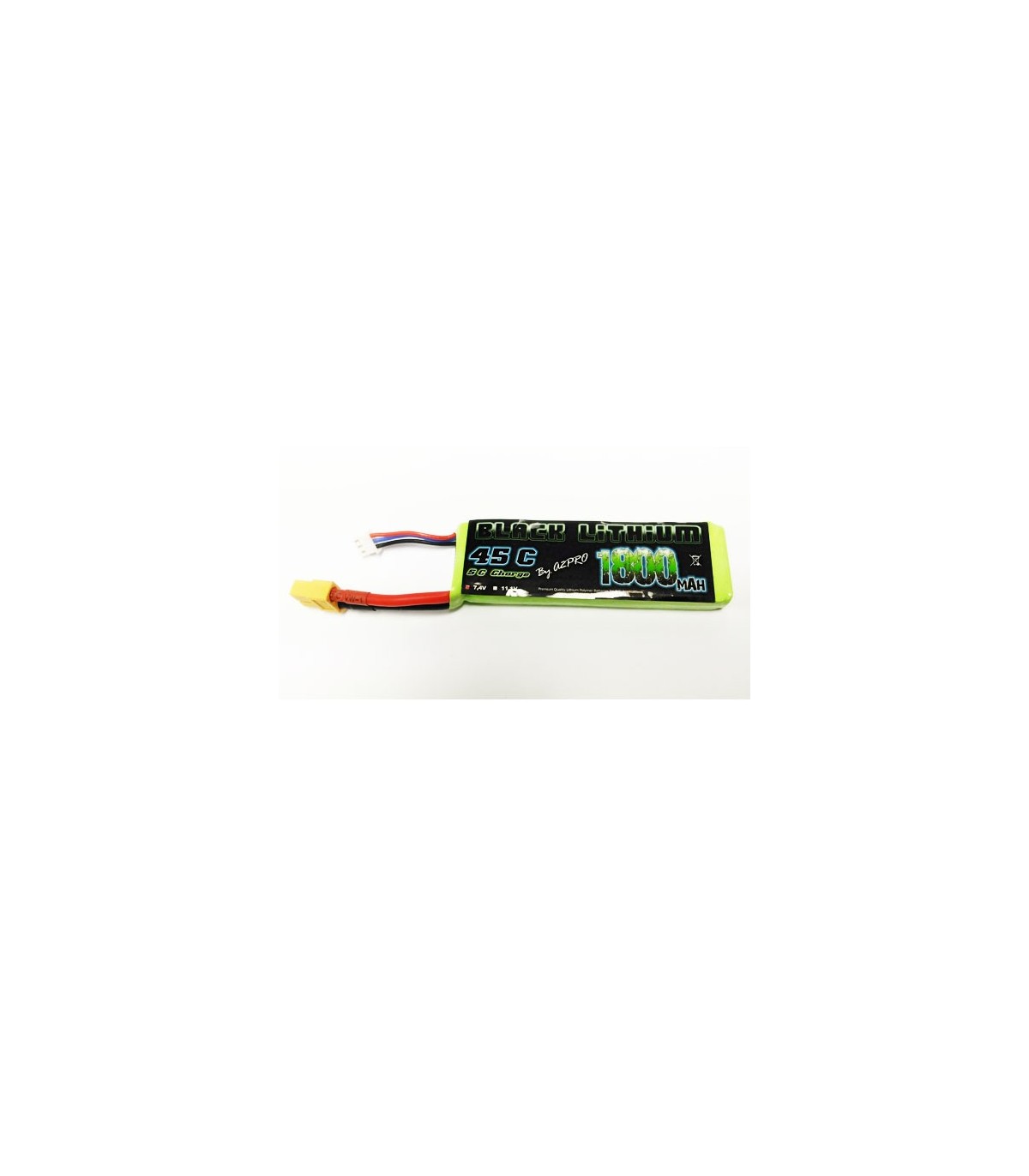 2s 1800mAh 45c zwarte Lithium Lipo Batterij