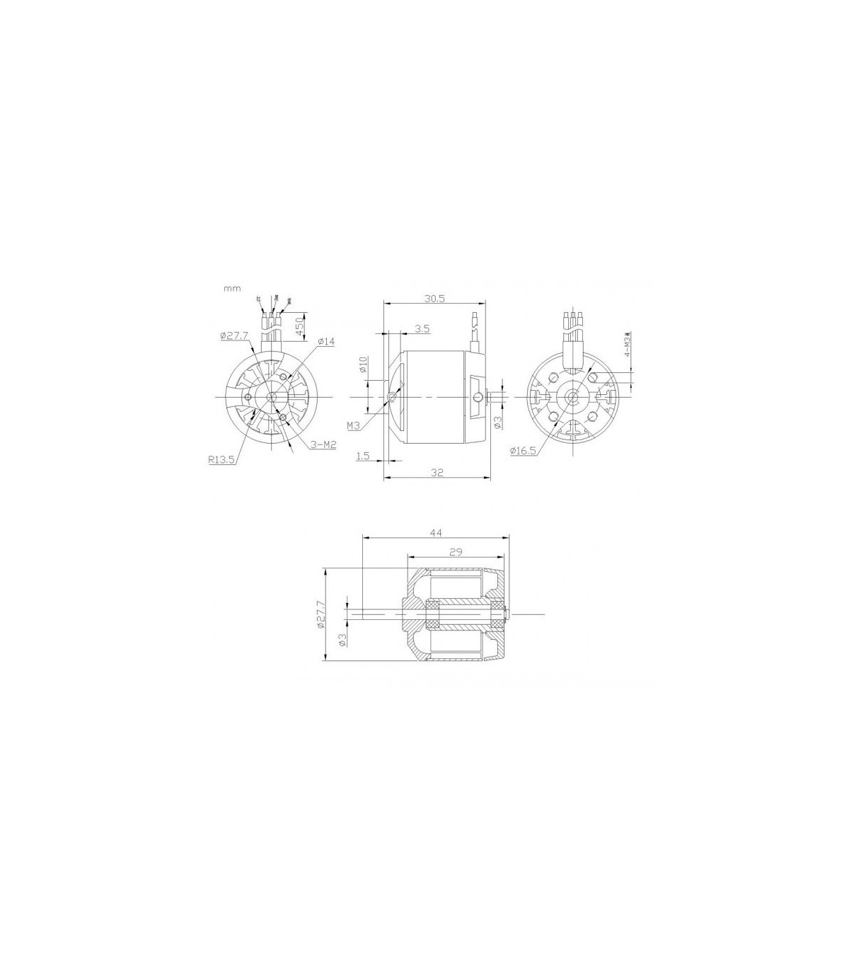Brushless Motor DM2215 Kv3500 Protronik