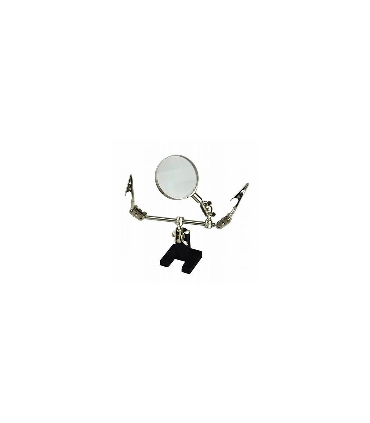 Double clamp with magnifying glass
