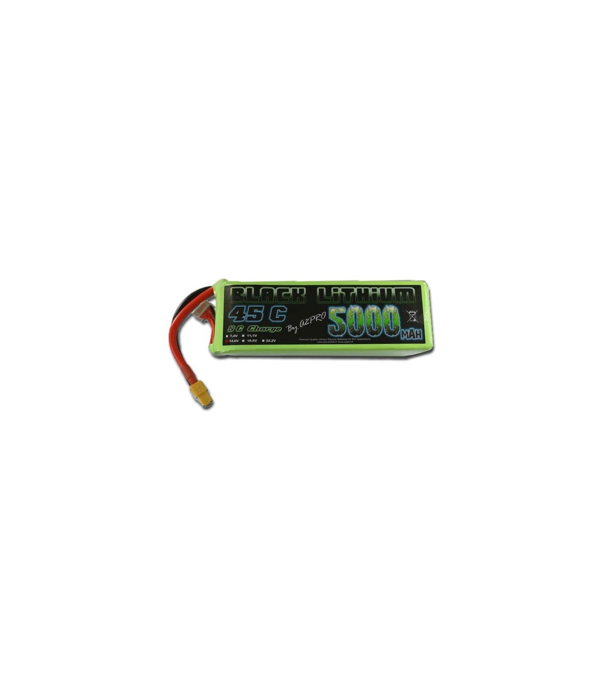 4S 5000mAh 45C Black Lithium Battery