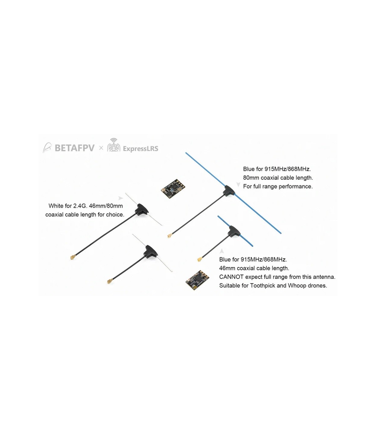 Antenne Dipole type T 2.4Ghz 80mm Beta FPV